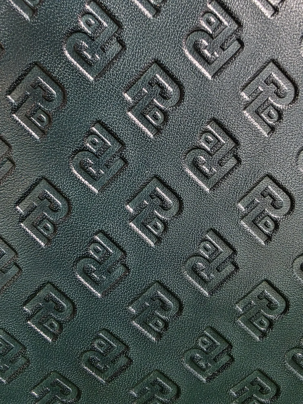 POWERLAND Forest Green Embossed Monogram Tote Bag Gold Chain Straps